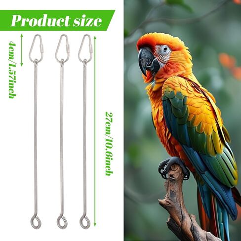 3Pcs Bird Cage Food Holder with Hook, 10.6 Inch Stainless Steel Bird Food Skewers, Fruit & Vegetable Holder for Parrot, Macaw, Budgie & Parakeet, Hanging Foraging Toy for Cage Enrichment in Saudi Arabia
