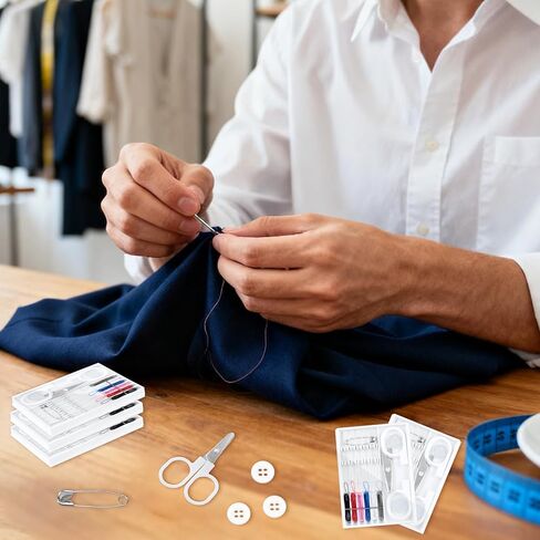 مجموعة أدوات خياطة صغيرة مكونة من 60 صندوقًا من Worldity، مجموعة خياطة للسفر مع إبر ملولبة مسبقًا، مقص، زر، دبوس، مجموعة خياطة الإصلاح السريع في حالات الطوارئ للمنزل، الفندق، مستلزمات السفر (ألوان متنوعة) in Saudi Arabia