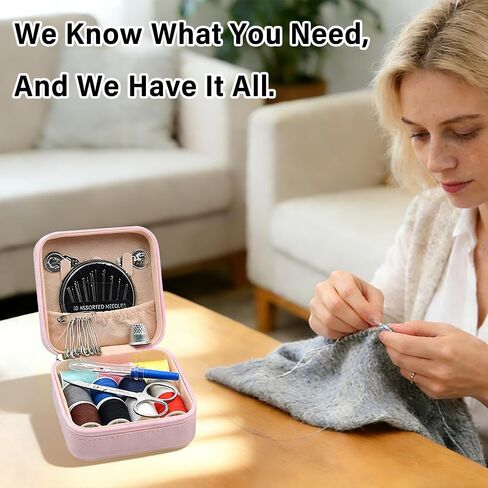Household Multifunctional Needle and Thread Sewing Tool Needle and Thread Kit,Pink in Saudi Arabia