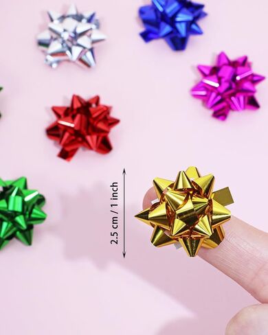 Penta Angel Mini Gift Bows 1 "ألوان مختلطة، عصا معدنية صغيرة على أقواس النجوم لعيد الميلاد وحفلات الزفاف وعيد الحب وديكور تغليف الهدايا (50) in Kuwait