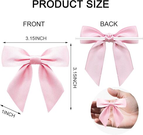 Twist Tie Bows 3.3‘’ Craft Bows Satin Ribbon Bow for Gift Wrapping, Treat Bags, Party Favors & Craft Decoration (Light Pink, 1 Count(Pack of 60)) in Saudi Arabia