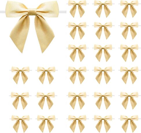 Twist Tie Bows 3.3‘’ Craft Bows Satin Ribbon Bow for Gift Wrapping, Treat Bags, Party Favors & Craft Decoration (Light Pink, 1 Count(Pack of 60)) in Saudi Arabia