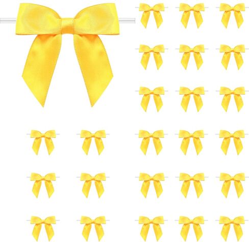 Twist Tie Bows 3.3‘’ Craft Bows Satin Ribbon Bow for Gift Wrapping, Treat Bags, Party Favors & Craft Decoration (Light Pink, 1 Count(Pack of 60)) in Saudi Arabia