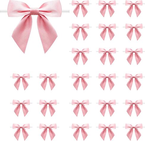 Twist Tie Bows 3.3‘’ Craft Bows Satin Ribbon Bow for Gift Wrapping, Treat Bags, Party Favors & Craft Decoration (Light Pink, 1 Count(Pack of 60)) in Saudi Arabia
