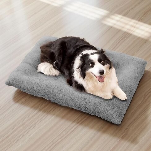 Athena Collection Dog Bed Medium Size Dog, 35 Inches Washable Dog Crate Bed for Medium Dogs Cats Pets, Faux Fir Calming Crate Pad Warming Cozy Soft, Grey in Saudi Arabia