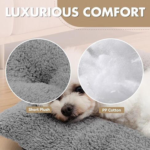 Athena Collection Dog Bed Medium Size Dog, 35 Inches Washable Dog Crate Bed for Medium Dogs Cats Pets, Faux Fir Calming Crate Pad Warming Cozy Soft, Grey in Saudi Arabia