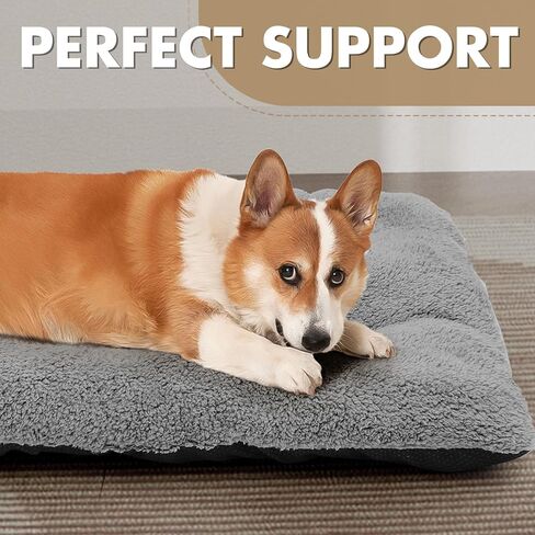 Athena Collection Dog Bed Medium Size Dog, 35 Inches Washable Dog Crate Bed for Medium Dogs Cats Pets, Faux Fir Calming Crate Pad Warming Cozy Soft, Grey in Saudi Arabia