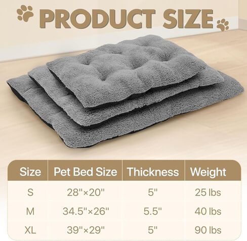 Athena Collection Dog Bed Medium Size Dog, 35 Inches Washable Dog Crate Bed for Medium Dogs Cats Pets, Faux Fir Calming Crate Pad Warming Cozy Soft, Grey in Saudi Arabia
