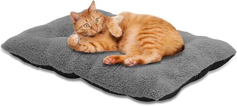 Athena Collection Dog Bed Medium Size Dog, 35 Inches Washable Dog Crate Bed for Medium Dogs Cats Pets, Faux Fir Calming Crate Pad Warming Cozy Soft, Grey in Saudi Arabia