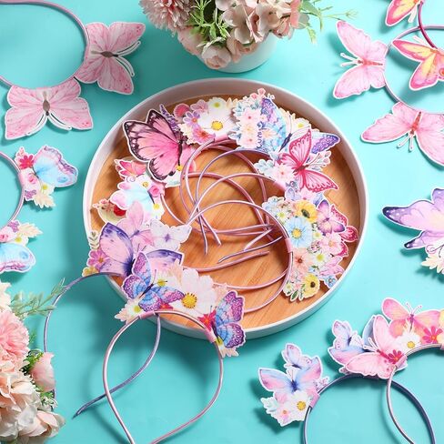 Blosssound 16 Pieces Butterfly Headbands Bulk Felt Butterflies Flowers Hair Accessories Spring Headdress for Butterfly Party Favors Photo Props Tea Floral Decorations Supplies in Saudi Arabia