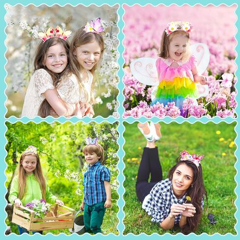Blosssound 16 Pieces Butterfly Headbands Bulk Felt Butterflies Flowers Hair Accessories Spring Headdress for Butterfly Party Favors Photo Props Tea Floral Decorations Supplies in Saudi Arabia