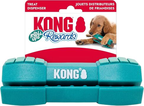 لعبة KONG Rewards Roll Upz للكلاب - موزع مكافآت متين للمضغ والمعجون والوجبات الخفيفة، لعبة إثراء تفاعلية للتحفيز الذهني والبحث عن الطعام واللعق، لعبة مكافأة للكلاب سهلة التنظيف (عصا) in Saudi Arabia
