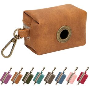 حامل حقيبة فضلات الكلاب الأنيق من ديدوج للمقود، موزع أكياس فضلات الكلاب من جلد البولي يوريثان سهل السحب وملون مع مشبك معدني، يتضمن 1 حقيبة نفايات للحيوانات الأليفة للمشي اليومي، بني in Kuwait