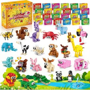 هدايا الحفلات للأطفال - 24 عبوة من 72 لعبة مكعبات بناء على شكل حيوانات من أجل حشو أكياس الهدايا وجوائز الفصل الدراسي لعيد الفصح، مجموعة بناء صغيرة، هدايا حفلات أعياد الميلاد للأولاد والبنات من سن 6 إلى 12 عامًا in Kuwait