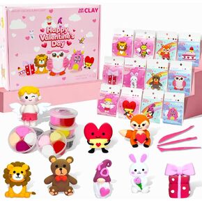 مجموعة الطين الجاف بالهواء لعيد الحب للأطفال - 12 صندوقًا من مجموعات الحرف اليدوية المصنوعة من الطين مع أدوات النحت والبرامج التعليمية لتبادل الهدايا في الفصل الدراسي، ومفضلات الحفلات، والأنشطة الفنية وهدايا عيد الحب in Kuwait