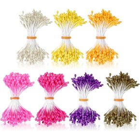 1050Pcs Flower Stamens for Crafts, 3mm Stamens for Flowers Making, Double-Heads Artificial Floral Pistil for DIY Craft, Wedding, Party, Home, Scrapbook Decoration in Saudi Arabia