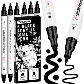 6 Gold Acrylic Paint Markers, Dual-Tip Acrylic Paint Pen for Rock, Fabric, Wood, Plastic, Canvas, Ceramic, Glass, Metal, DIY Crafts Art Supplies, Dot and Fine Tips in Saudi Arabia