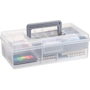 JUXYES Plastic Fishing Tackle Box Organizer with Removable Dividers, Clear Fishing Tackle Storage Boxes with Handle, 2 Layer Fishing Tackle Tray Box Lure Box, Red in Kuwait