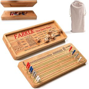 مجموعة لوحة النتائج Tuiiopoli Farkle Dice والورق والأقلام - تصميم مجاني 4 مجموعات من أوتاد اللاعب الملونة و6 نرد خشبي للعب والحفلات الليلية والسفر in Kuwait