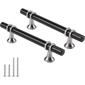 Rergy Cabinet Handles Drawer Pulls and Knobs, 10Pack Brushed Nickel and Gold 5inch Hole Center, Kitchen Hardware for Dresser Handle Zinc Alloy Furniture Pull in Saudi Arabia