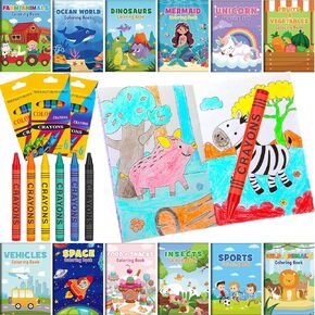 Glenmal 672 Pcs Coloring Books with Crayons for Kids Bulk, Dinosaur Animal Ocean Space Mini Activity Books for Toddler Ages 6+ Birthday Party Favors Classroom Activity Supplies Crafts in Saudi Arabia