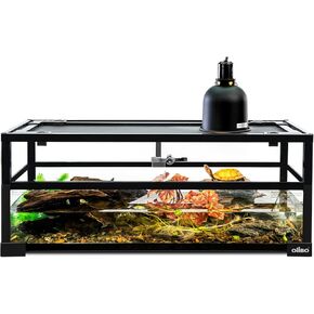 OIIBO خزان سلحفاة بسعة 18 جالون، حوض سمك كبير لخزان السلاحف المائية مقاس 30 بوصة × 12 بوصة × 12 بوصة مع نظام صرف، قاعدة عميقة مانعة للتسرب سهلة تغيير موطن السلحفاة المائية in Kuwait