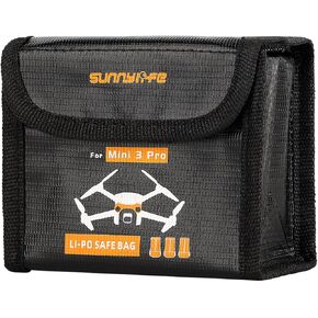 CAPART Battery Safe Bag for DJI Mini 4 Pro/Mini 3 / Mini 3 Pro Drone Storage Bag Fireproof Safety Charging Bag (Small*3pcs) in Kuwait