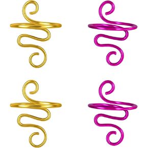 Ceemiaa 4pcs Adjustable Peacock-Shape Crochet Yarn Tension Rings – Gold & Rose Red Finger Yarn Guides for Knitting and Crocheting in Saudi Arabia