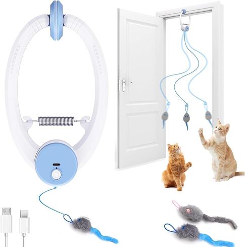 KWV Interactive Cat Toys for Indoor Cats - Automatic Flying Bird Feather Wand Chase Exercise Enrichment Stimulation, Rechargeable Durable Safe Kitten & Adult Cat Electric Hanging Toy for Bored Cats in Saudi Arabia