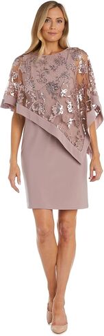 R&M Richards Womens Short Sequin Floral Lace Poncho Dress in Saudi Arabia