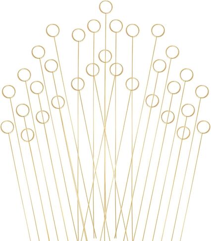 30Pcs Floral Card Holder Picks, Wire Flower Place Card Stick for Centerpieces, 12 Inch Suitable for Flowers and Gifts (Gold, Round) in Saudi Arabia