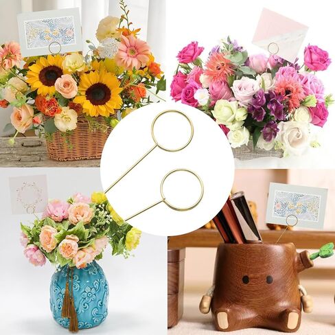 30Pcs Floral Card Holder Picks, Wire Flower Place Card Stick for Centerpieces, 12 Inch Suitable for Flowers and Gifts (Gold, Round) in Saudi Arabia