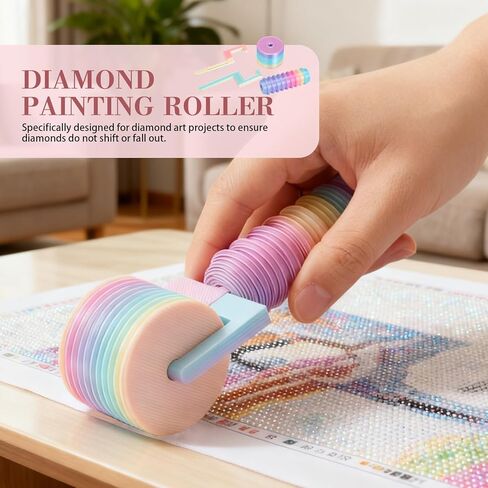 2PC Diamond Art Roller, Essential DIY Craft Tool for Rhinestone Embroidery, Easy-Grip Hand Rollerfor Square/Round Drill Canvas Kits, Detachable Diamond Painting Tools in Kuwait