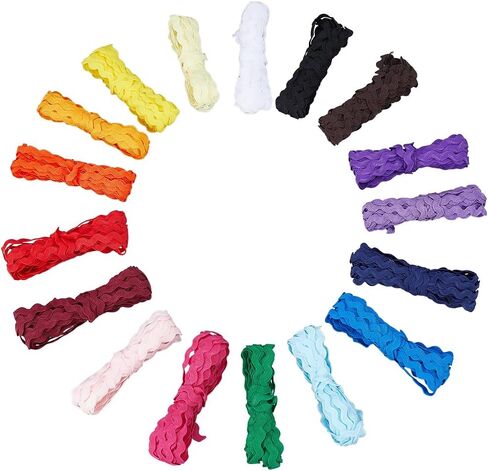 GORGECRAFT 65.1 Yard 17 Colors RIC Rac Trim Ribbon 5mm Colorful Polypropylene Zigzag Decoration Wave Bending Fringe Lace Ribbon Set for DIY Sewing Crafts Clothes Gift Wrapping Supply in Saudi Arabia