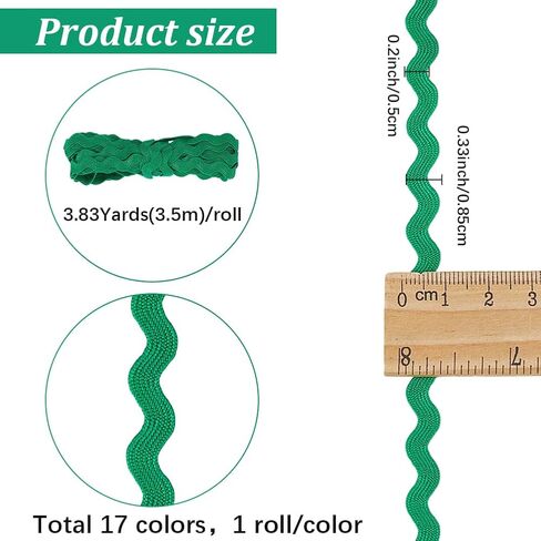 GORGECRAFT 65.1 Yard 17 Colors RIC Rac Trim Ribbon 5mm Colorful Polypropylene Zigzag Decoration Wave Bending Fringe Lace Ribbon Set for DIY Sewing Crafts Clothes Gift Wrapping Supply in Saudi Arabia