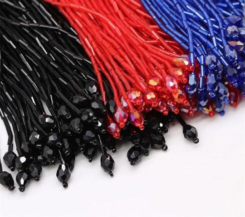 Yalulu 1 Yard Beaded Fringe Trim, 5 Inch Wide Crystal Beads Ribbon Tassel Fringe Trim, Tassel Trim Fringe Fabric DIY Craft Sewing Accessory (Red) in Saudi Arabia