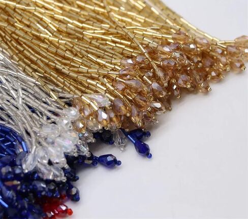 Yalulu 1 Yard Beaded Fringe Trim, 5 Inch Wide Crystal Beads Ribbon Tassel Fringe Trim, Tassel Trim Fringe Fabric DIY Craft Sewing Accessory (Red) in Saudi Arabia