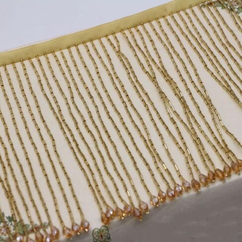 Yalulu 1 Yard Beaded Fringe Trim, 5 Inch Wide Crystal Beads Ribbon Tassel Fringe Trim, Tassel Trim Fringe Fabric DIY Craft Sewing Accessory (Red) in Saudi Arabia