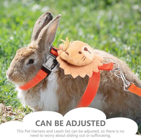 minkissy Rabbit Traction Leash and Harness Set 2 Pieces, Anti-Escape Adjustable Bunny Walking Rope for Dwarf Rabbits, Portable Small Pet Leash for Outdoor Use in Saudi Arabia
