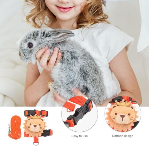 minkissy Rabbit Traction Leash and Harness Set 2 Pieces, Anti-Escape Adjustable Bunny Walking Rope for Dwarf Rabbits, Portable Small Pet Leash for Outdoor Use in Saudi Arabia
