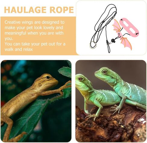 Milisten Lizard Harness Leash with Wings Adjustable Soft Reptile Harness Set 5pcs for Small Pets Gecko Walking Outdoor Safety in Saudi Arabia