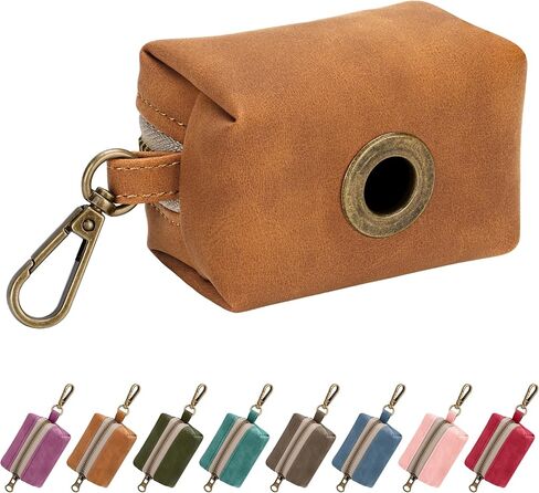 حامل حقيبة فضلات الكلاب الأنيق من ديدوج للمقود، موزع أكياس فضلات الكلاب من جلد البولي يوريثان سهل السحب وملون مع مشبك معدني، يتضمن 1 حقيبة نفايات للحيوانات الأليفة للمشي اليومي، بني in Kuwait