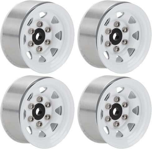 VGEBY 4 Pcs 1.55 Inch Universal RC Wheel Rim Hub for AX90069 Crawlers, Zinc Alloy Material for Improved Stability and Performance (White) 1.55 Beadlock Wheels in Saudi Arabia