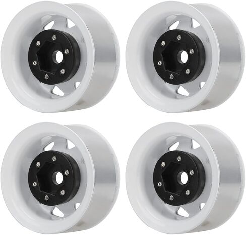 VGEBY 4 Pcs 1.55 Inch Universal RC Wheel Rim Hub for AX90069 Crawlers, Zinc Alloy Material for Improved Stability and Performance (White) 1.55 Beadlock Wheels in Saudi Arabia