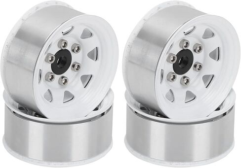 VGEBY 4 Pcs 1.55 Inch Universal RC Wheel Rim Hub for AX90069 Crawlers, Zinc Alloy Material for Improved Stability and Performance (White) 1.55 Beadlock Wheels in Saudi Arabia