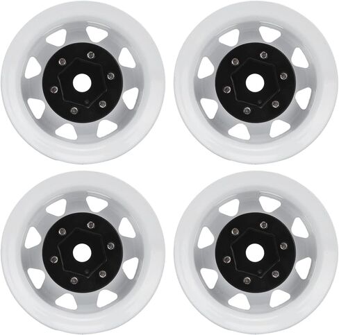 VGEBY 4 Pcs 1.55 Inch Universal RC Wheel Rim Hub for AX90069 Crawlers, Zinc Alloy Material for Improved Stability and Performance (White) 1.55 Beadlock Wheels in Saudi Arabia