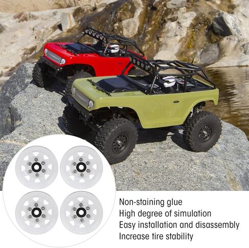 VGEBY 4 Pcs 1.55 Inch Universal RC Wheel Rim Hub for AX90069 Crawlers, Zinc Alloy Material for Improved Stability and Performance (White) 1.55 Beadlock Wheels in Saudi Arabia