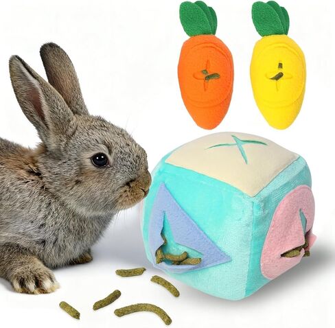 Large Rabbit Foraging Toy with Bell, Washable Puzzle Feed Game Rabbit Toy for Bunnies Boredom, Snuffle Ball Treat Dispenser Exercise Bunny Enrichment Toys, Bunny Toys for Indoor Bunnies(Blue) in Kuwait