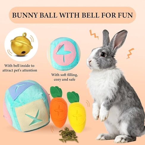 Large Rabbit Foraging Toy with Bell, Washable Puzzle Feed Game Rabbit Toy for Bunnies Boredom, Snuffle Ball Treat Dispenser Exercise Bunny Enrichment Toys, Bunny Toys for Indoor Bunnies(Blue) in Kuwait