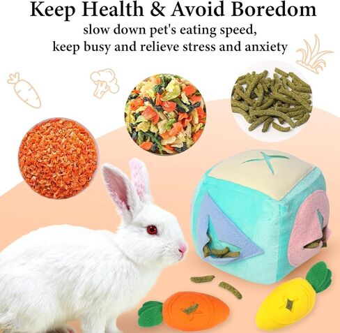 Large Rabbit Foraging Toy with Bell, Washable Puzzle Feed Game Rabbit Toy for Bunnies Boredom, Snuffle Ball Treat Dispenser Exercise Bunny Enrichment Toys, Bunny Toys for Indoor Bunnies(Blue) in Kuwait